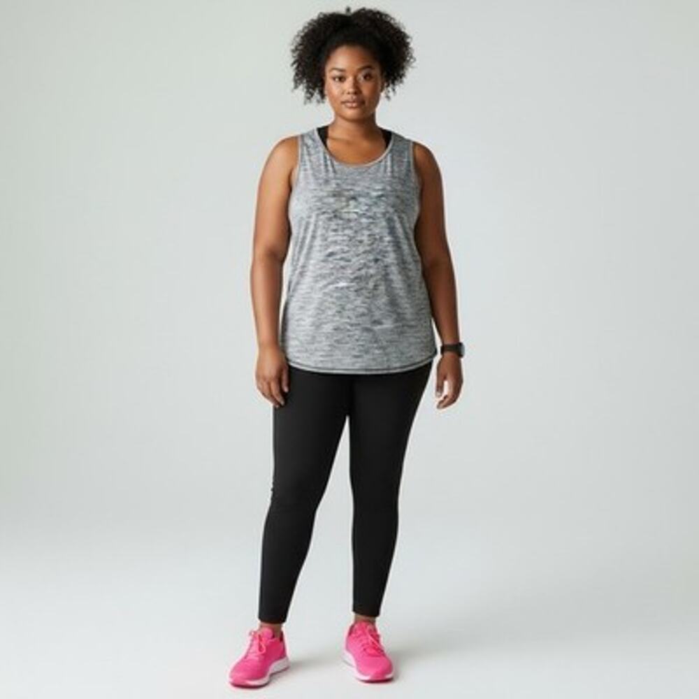 Chico's Zenergy Athletic Gray Marled Scoop Neck Tank Top Size 3 XL 16/18 NWOT